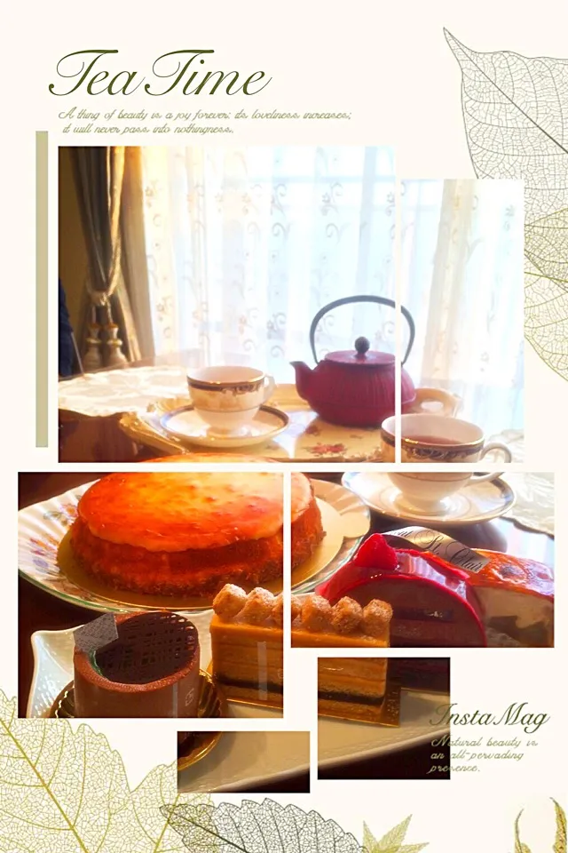 今年最後のTeaTime   息子の作ったチーズケーキと主人が買ってきてくれたモンサンクレールのケーキ達♡お節作りもあと一息‼︎|72roseさん