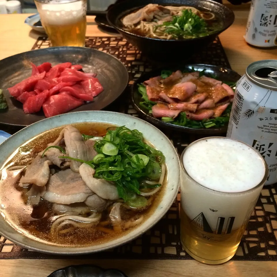 鴨南蛮蕎麦、本鮪、ローストビーフ|maruruさん