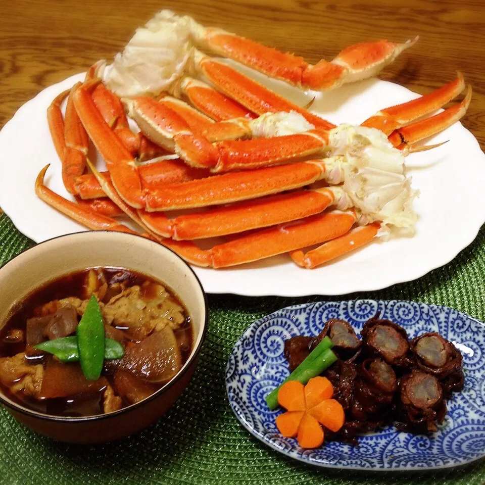 かに・牛肉八幡巻き・豚汁|美也子さん