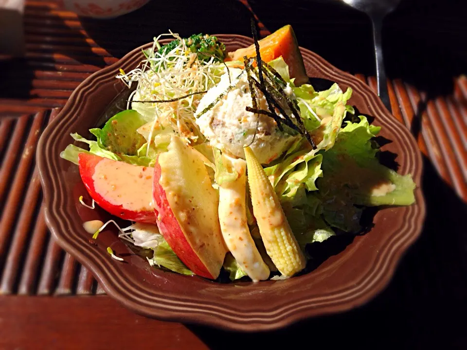 Salad with sesame soysauce dressing|Nonononoさん