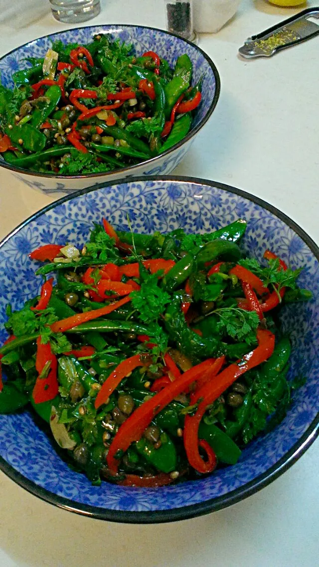 Garden Salad with French beans, capes, cumin, capsicum|Cindyさん