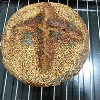 Snapdishの料理写真:100% Wholewheat Sourdough with Sesame & Blue Seeds #sourdough #wholewheat #homebaked #naturalleaven #levain #artisan|Jasmine Ngさん