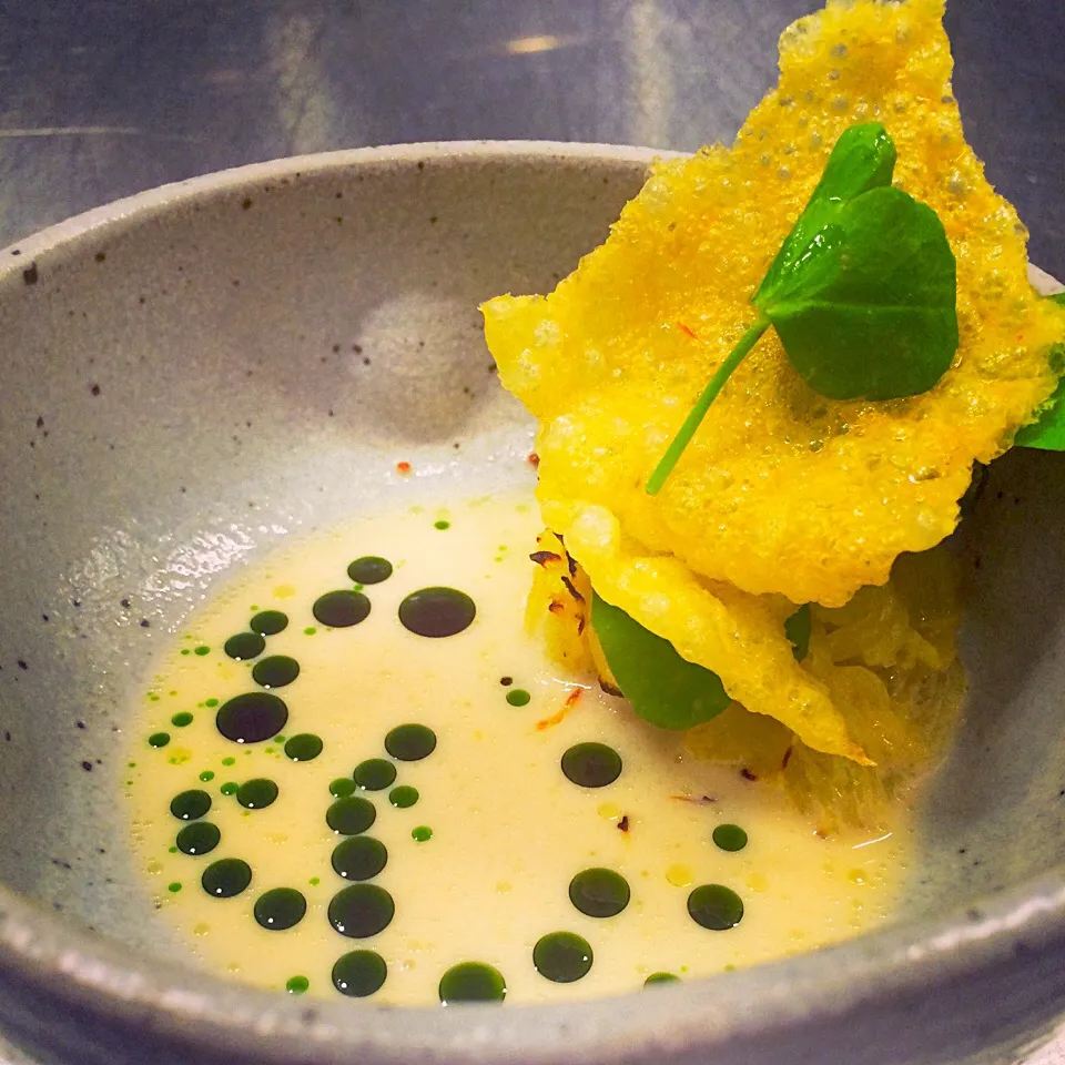 Spaghetti squash, pea tendril, bonito butter|andrew franciscoさん