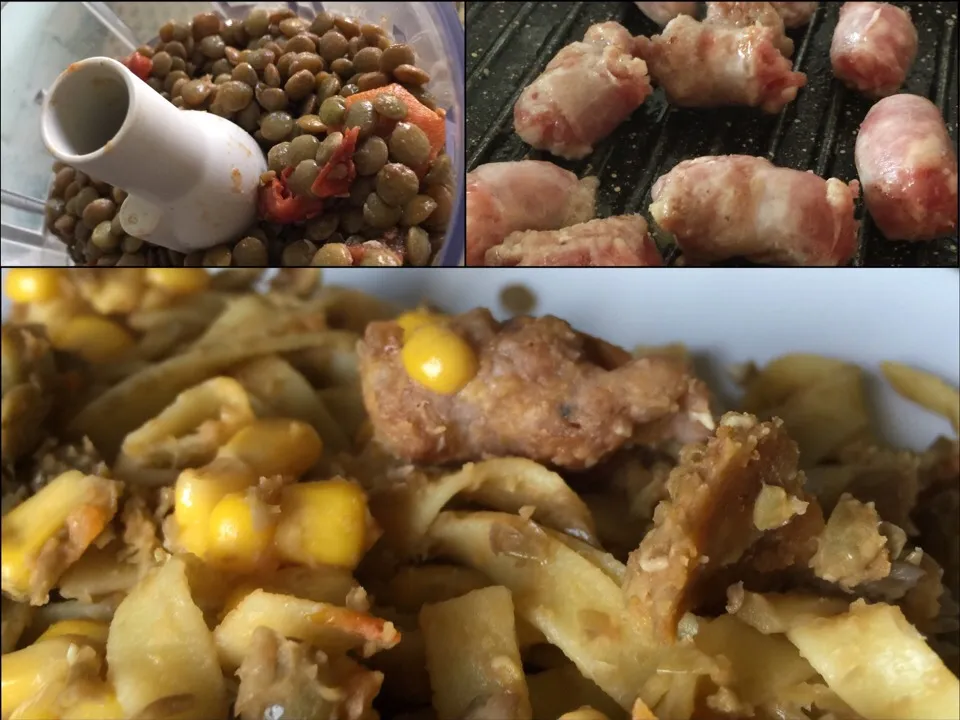 Crema di #lenticchie con #mais #biologico #salsiccia #tagliatelle|matteo pisanoさん