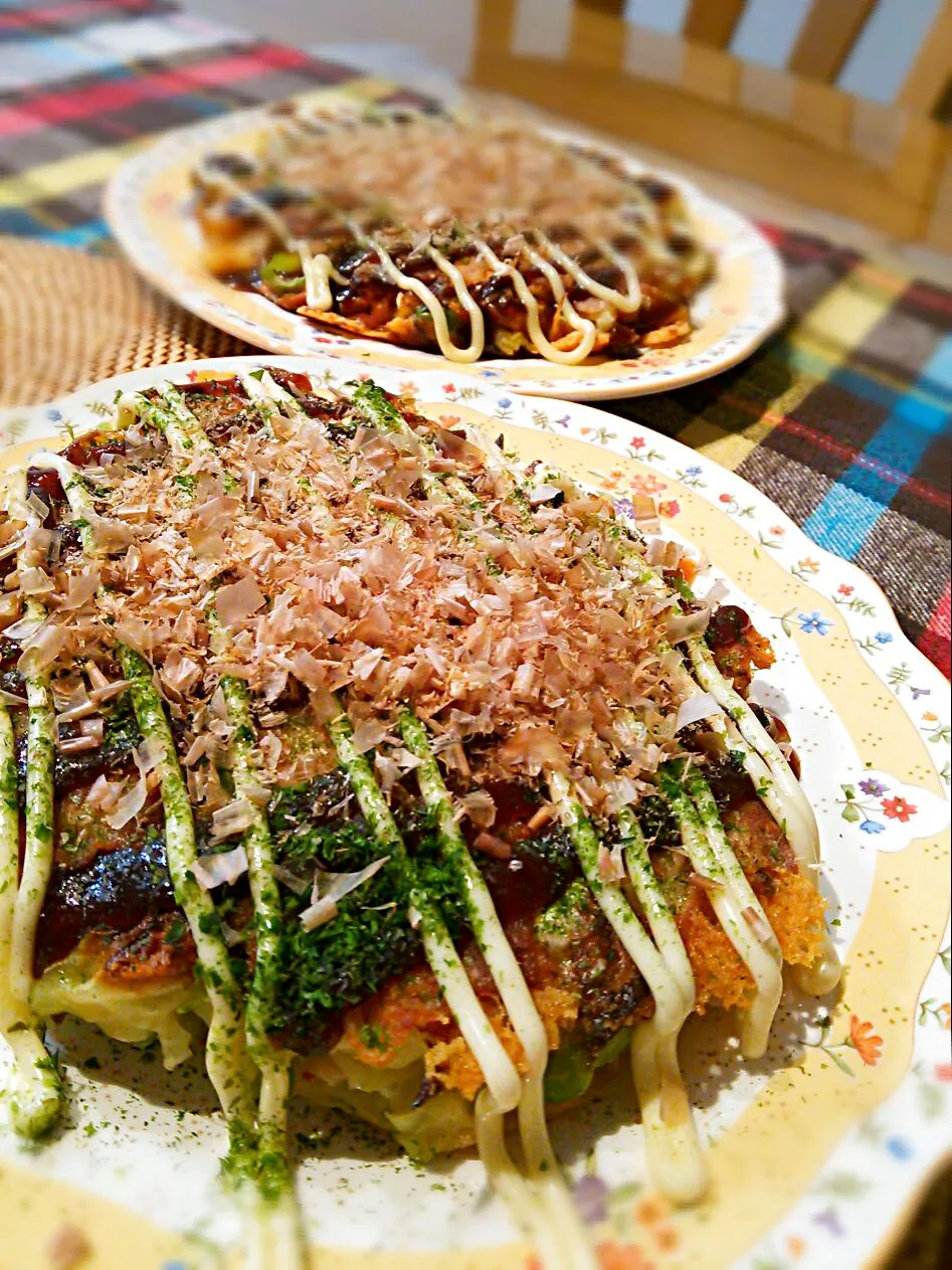 お好み焼き2種♪豚キムチーズ&豚もっちーズ♡|あゆさん