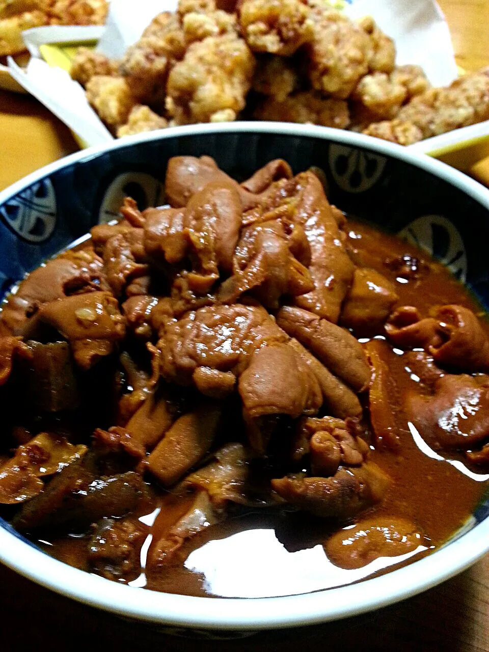 今夜も赤味噌Night♪ おかんのドテ☆　Stewed cow's organ with garlic and ginger miso soupe made by mom.|BUBUさん