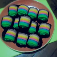 mini rainbow roll cake|oishi kawai_tarisaさん