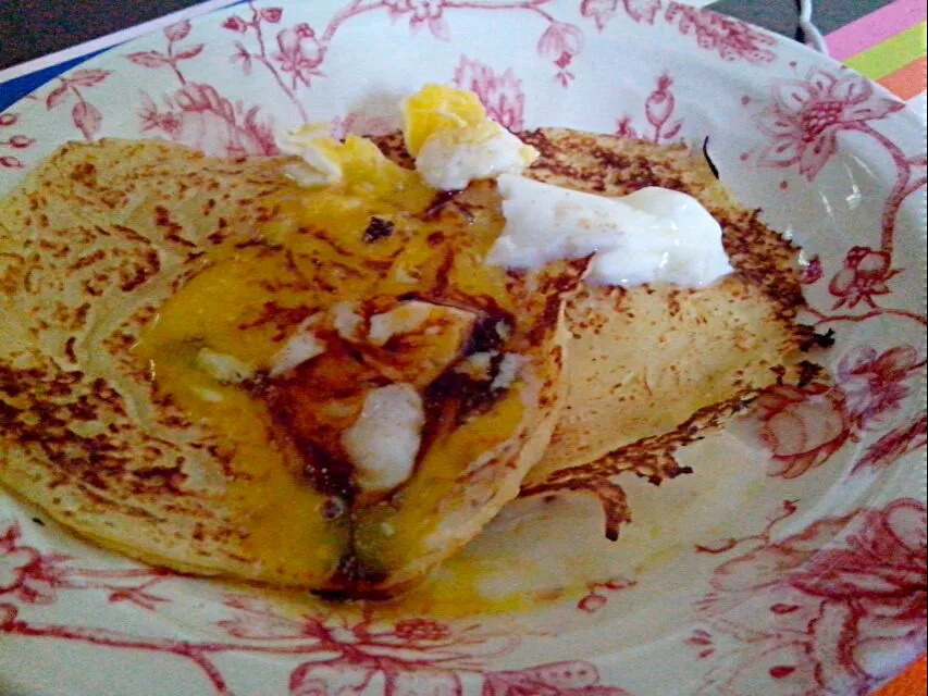 pancake with halfcooked egg|cekadakasさん