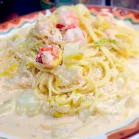 エビと白菜のクリームパスタ|カロトーさん