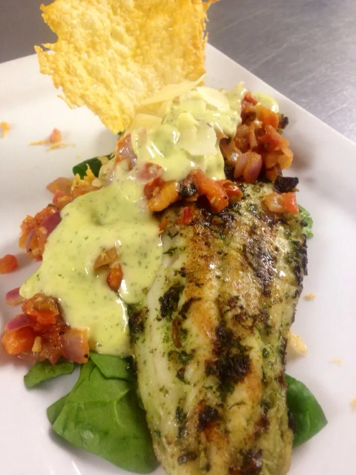 Grilled Pesto Walleye With Roasted Bruachetta|peggy waldonさん