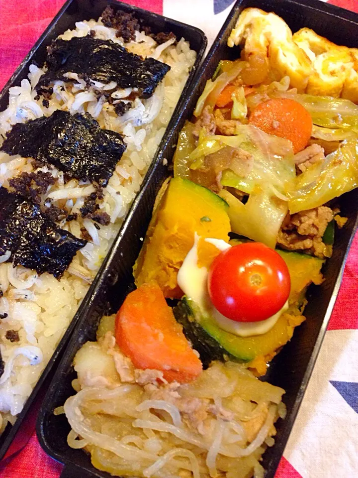 肉じゃが野菜味噌炒め弁当|ゆかりすさん