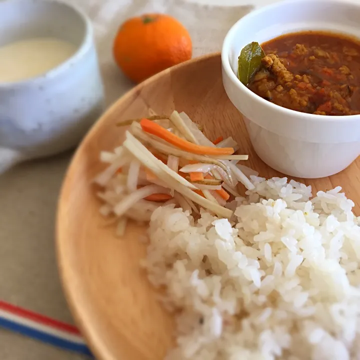 賄いキーマカレー&カリフラワーとカブのポタージュ|Mayuko Tanoshimaさん