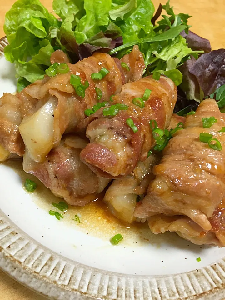 ともさんの料理 餅の豚肉巻き♪できたぁ〜💓|ボンバーさん