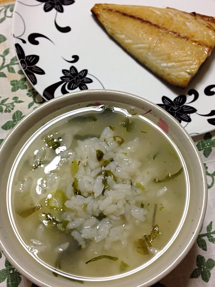 餅入り七草雑炊 と サバの塩焼き|こいちさん