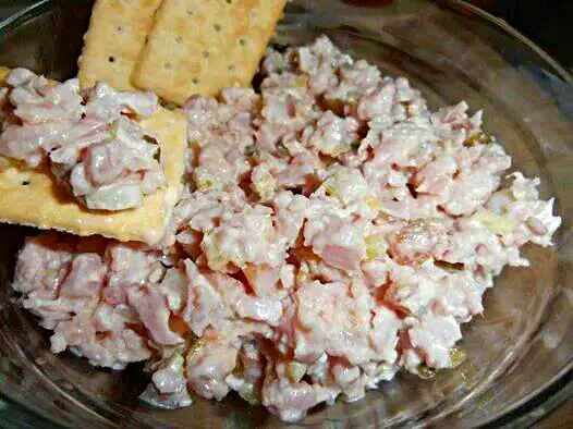 I Made A #Quick and easy #Snack/Teatime HAM #Salad #Pork with Little Keebler Crackers #Side dish 😆 😆 😆|Alisha GodsglamGirl Matthewsさん