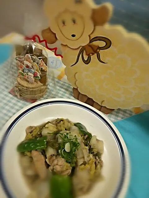 白菜と鶏肉の黒ごま炒め|よっしー(=^ェ^=)さん