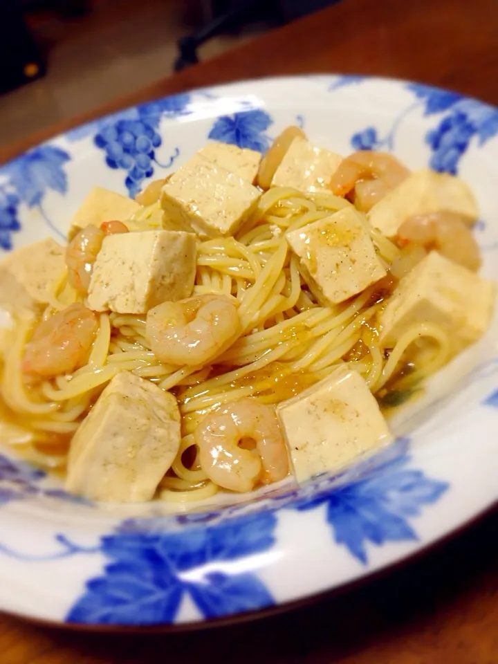 エビと豆腐のあんかけパスタ|らにたさん