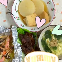 鮭のバター焼き,大根と厚揚げの煮物,|jejuminiさん