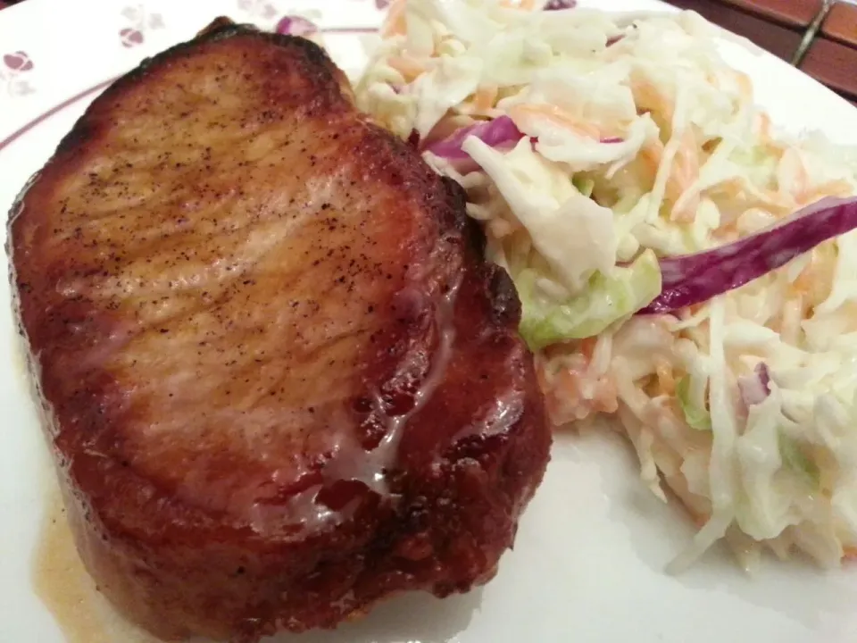 Honey-Glazed Pork Chops with Homemade Sweet & Tangy Slaw|Melissa Marie Hallさん