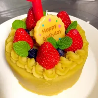 Snapdishの料理写真:卵と乳製品アレルギーの子どもへ 誕生日ケーキ|ぺさん