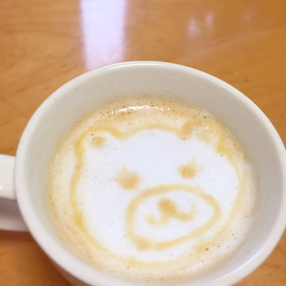 初めてのおうちカフェくまラテ🐻|ふみぃさん