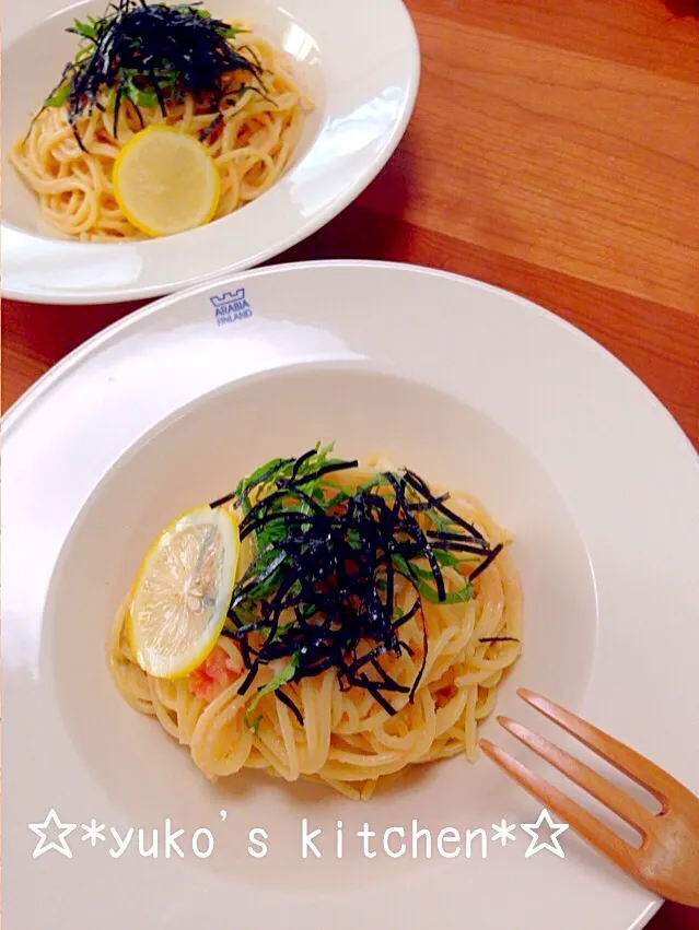 Snapdishの料理写真:火を使わないでできる簡単たらこパスタ|☆*yuko's kitchen*☆さん