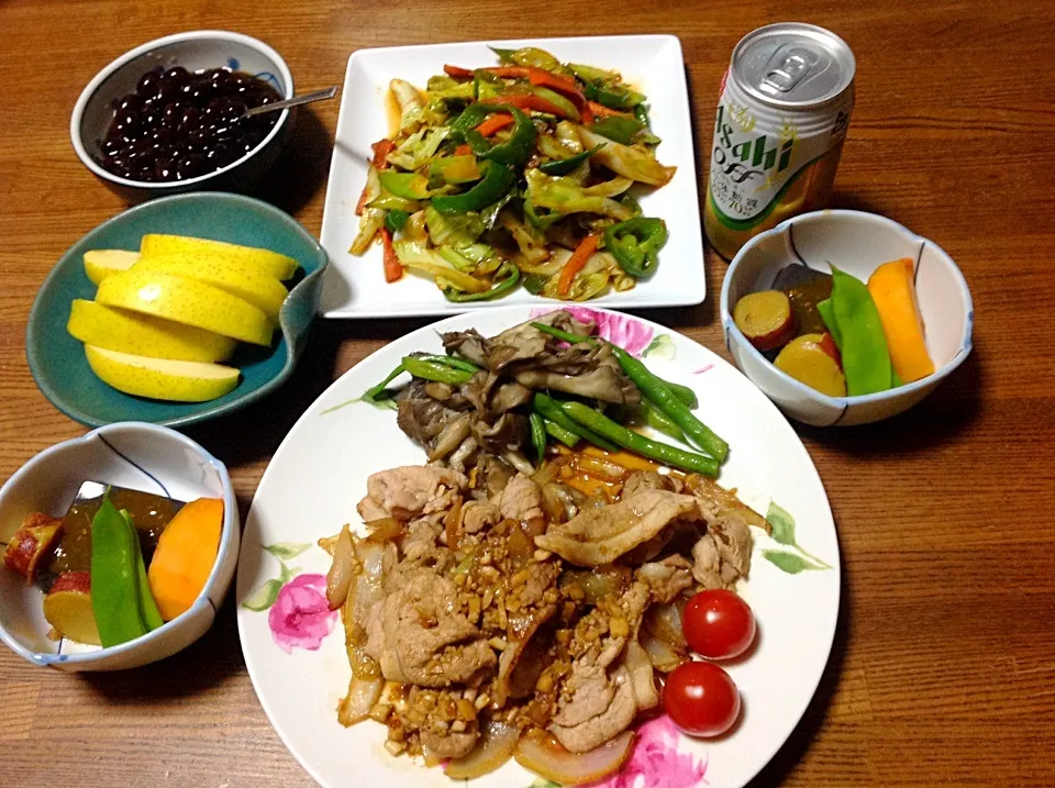 ニンニク生姜焼きと肉味噌野菜炒め|しもっち"もたれつさん