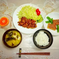 鶏照り焼きと松風焼きの定食🍴|あんぞー♩♫さん