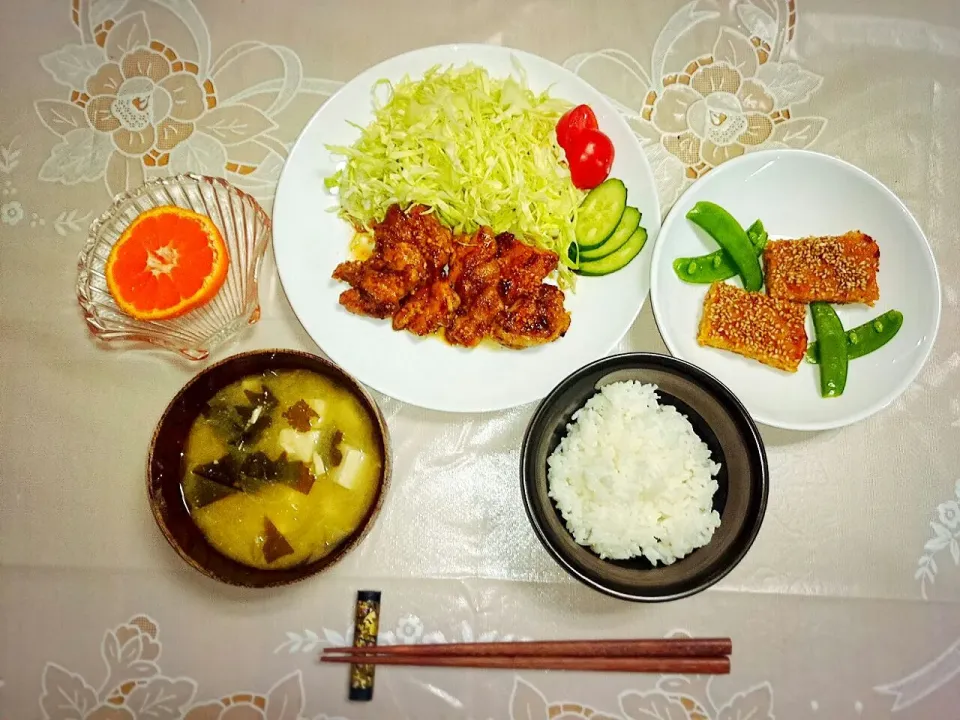 鶏照り焼きと松風焼きの定食🍴|あんぞー♩♫さん