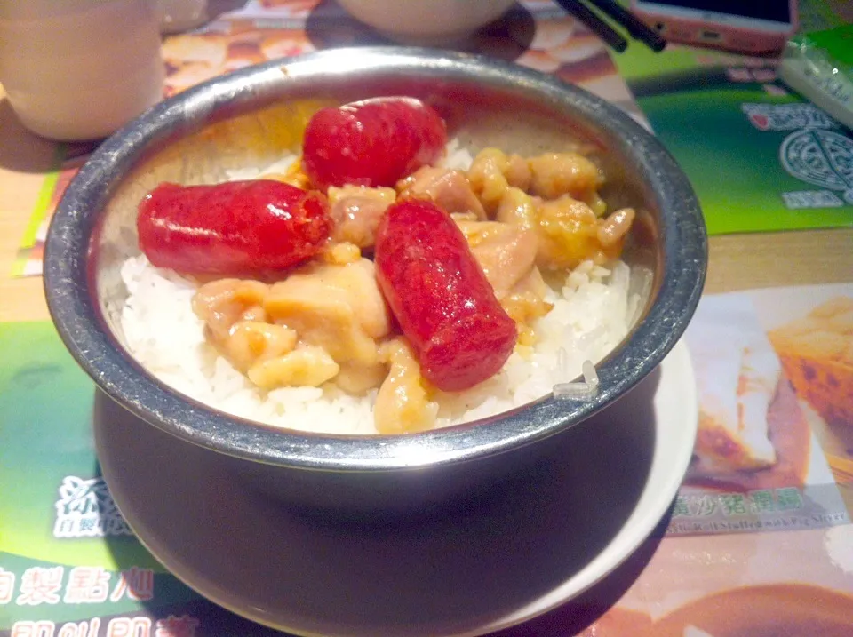 Steamed rice with chicken & Chinese sausage|skyblueさん