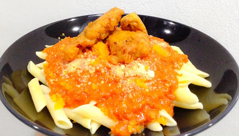 Penne with deep fried soft shell crab|sanさん