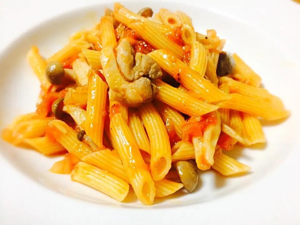 Chicken& mushrooms tomato saurce penne.|Masakiさん