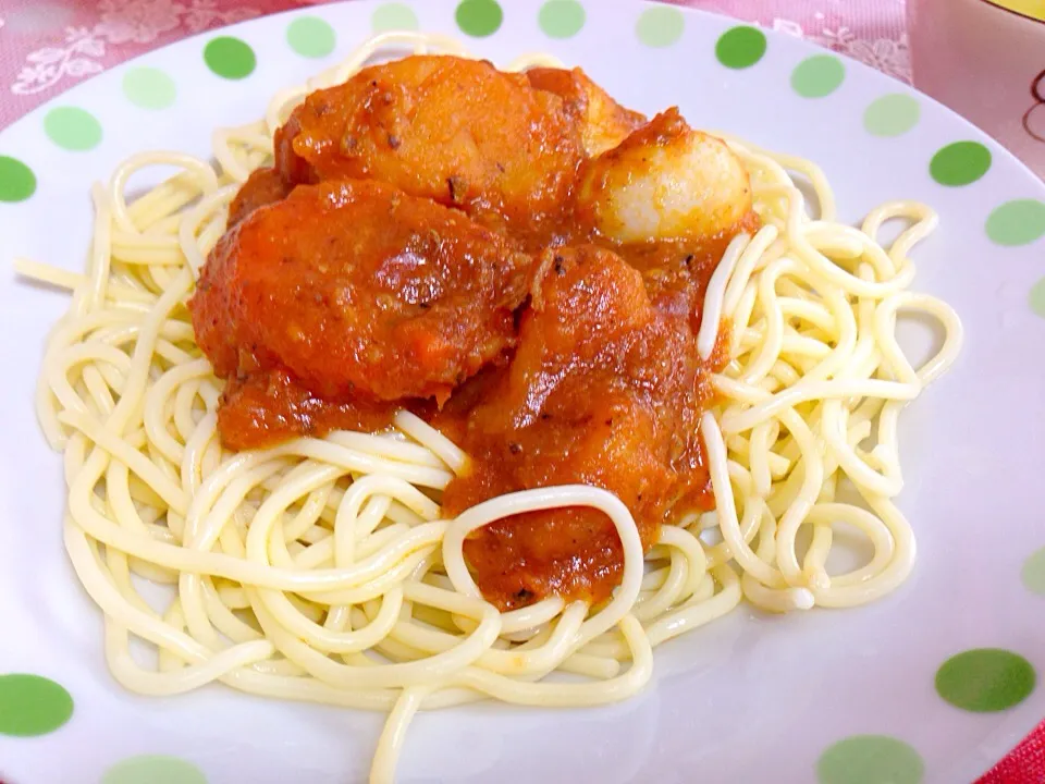 Veggie in tomato sauce pasta.|jans floraさん