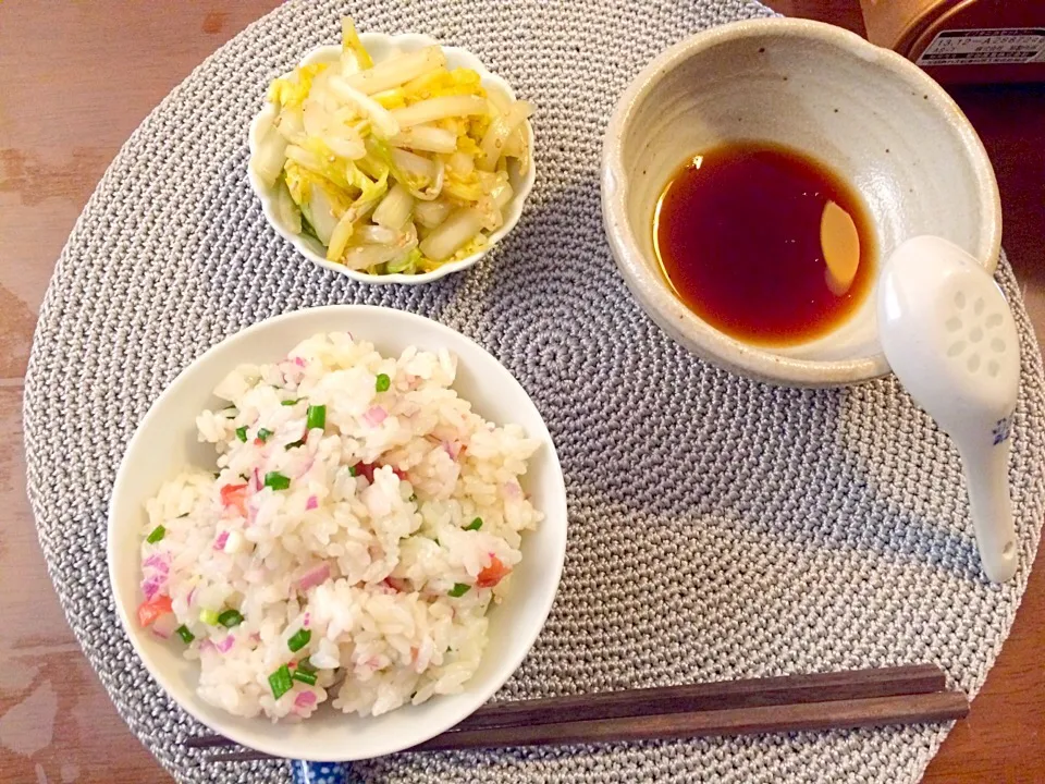 白菜の昆布茶和え、ネギ梅ご飯|オリーブさん