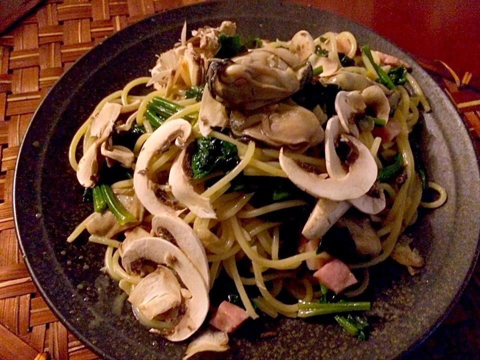 Pasta w/bacon&oysters🐚牡蠣とﾍﾞｰｺﾝのﾊﾟｽﾀ by chef hubby|🌈Ami🍻さん