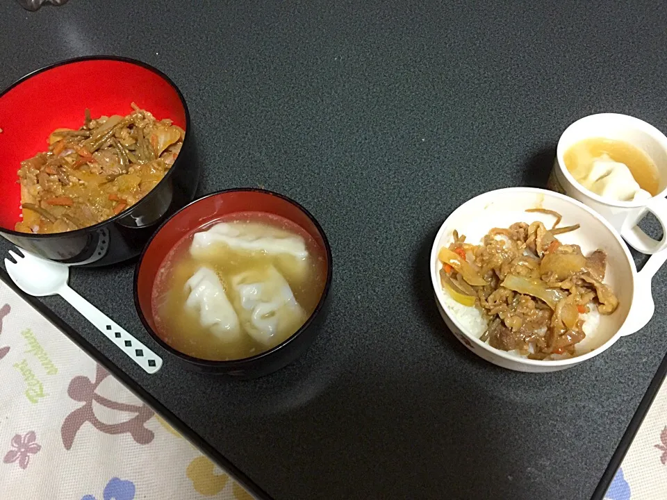 焼肉丼・餃子スープ|うるしちかさん