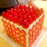 Snapdishの料理写真:150 strawberries cube cake