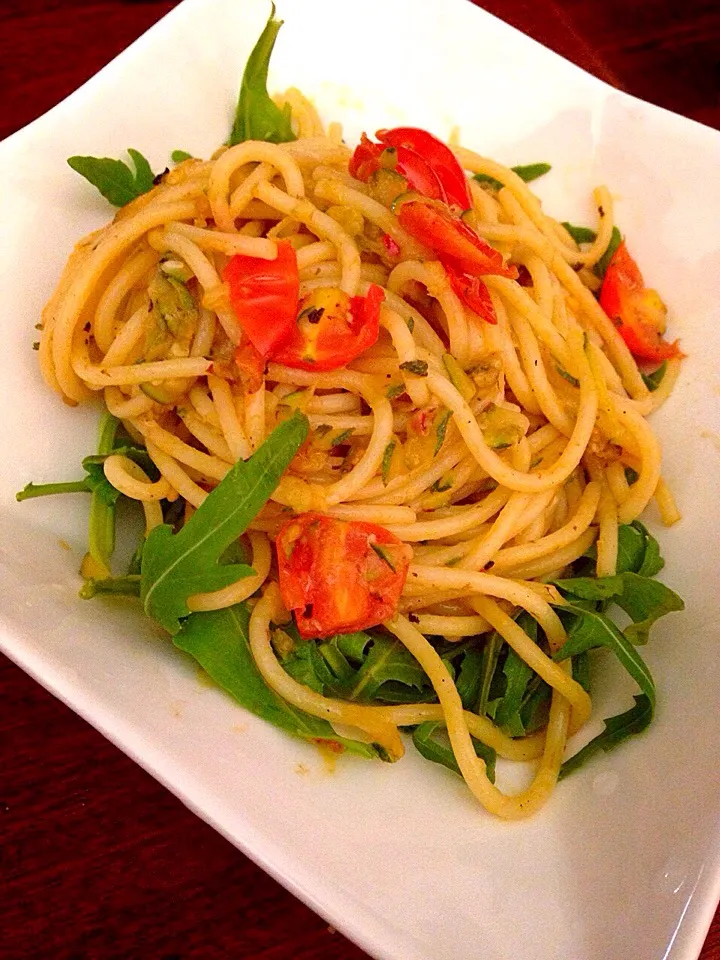 Zucchini,tomato and lemon spaghetti|kazuko Tsujiさん