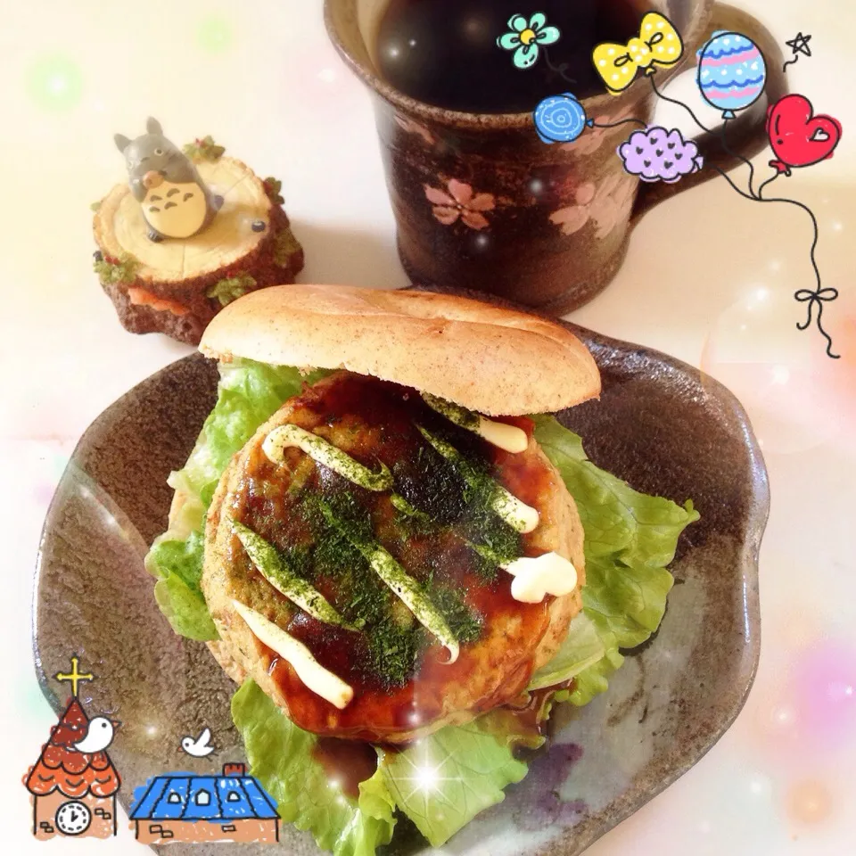 Snapdishの料理写真:キャベツがんもバーガー（ベーグル）(o^^o)|Makinsさん