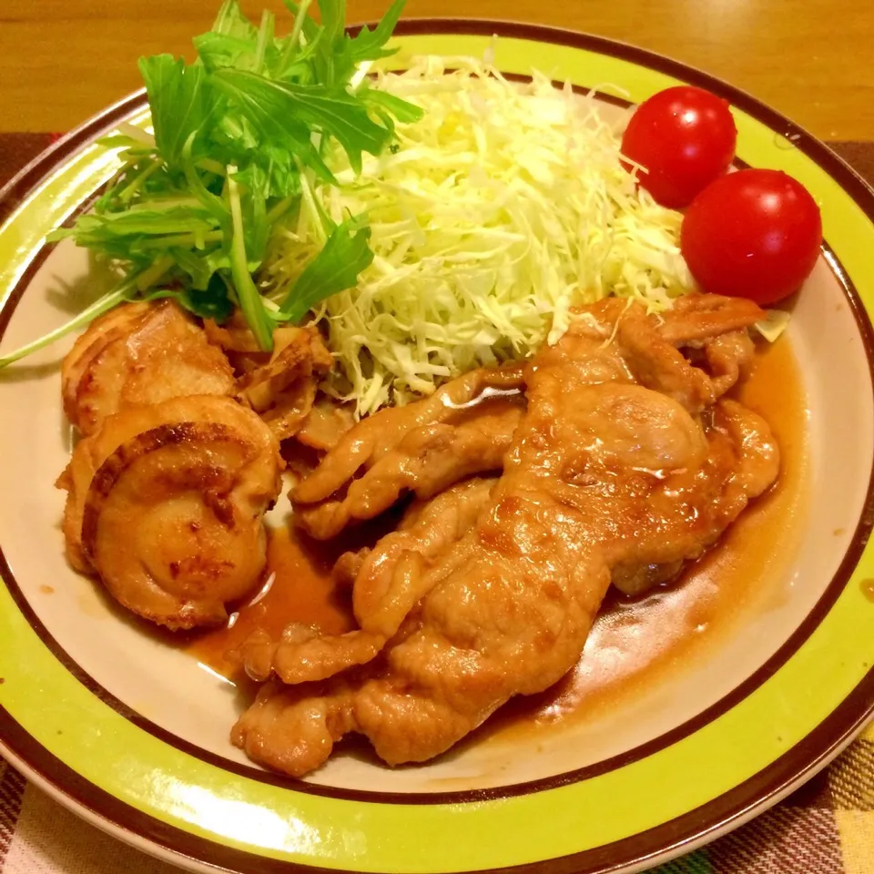 Snapdishの料理写真:生姜焼きで夕食🍚🍚|かずみさん