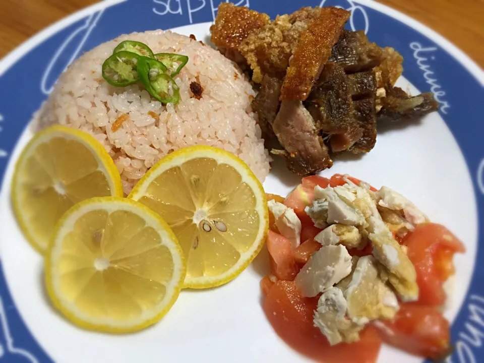 Anchovy Rice with Bagnet Salted egg tomato|Tenshi08さん