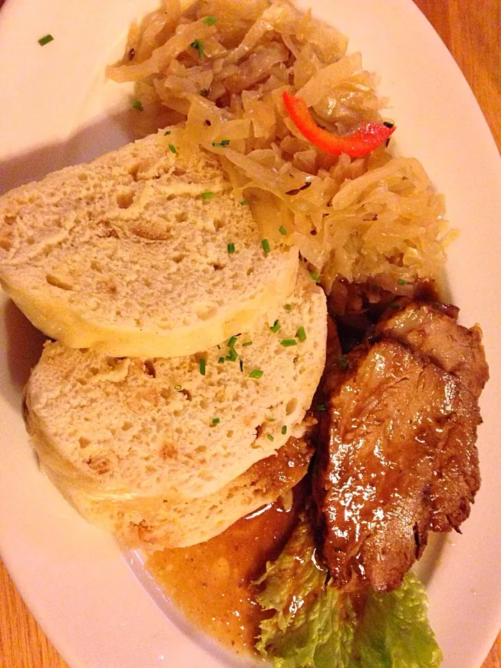 Snapdishの料理写真:Czech roast pork shoulder with bread dumplings|March☀さん