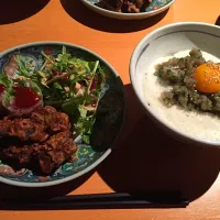 ネギトロ丼とフグの唐揚げ|すみかさん