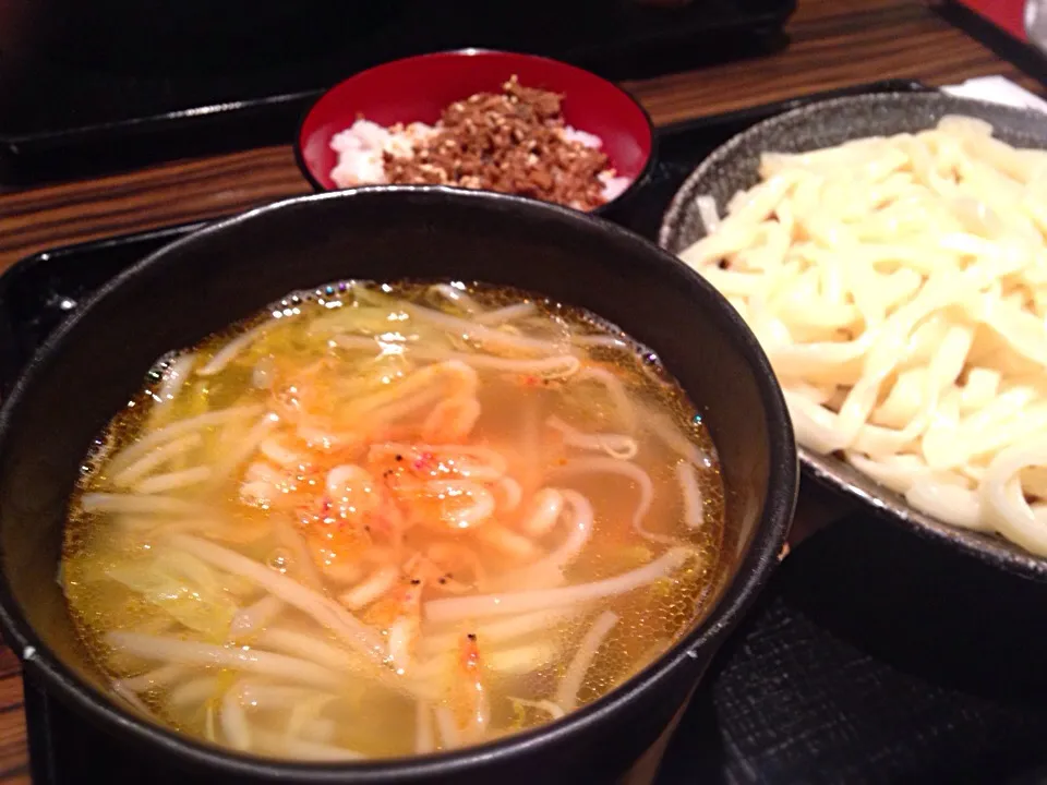 晩ごはん  桜エビとキャベツの塩つけ汁うどん|ぽんたさん