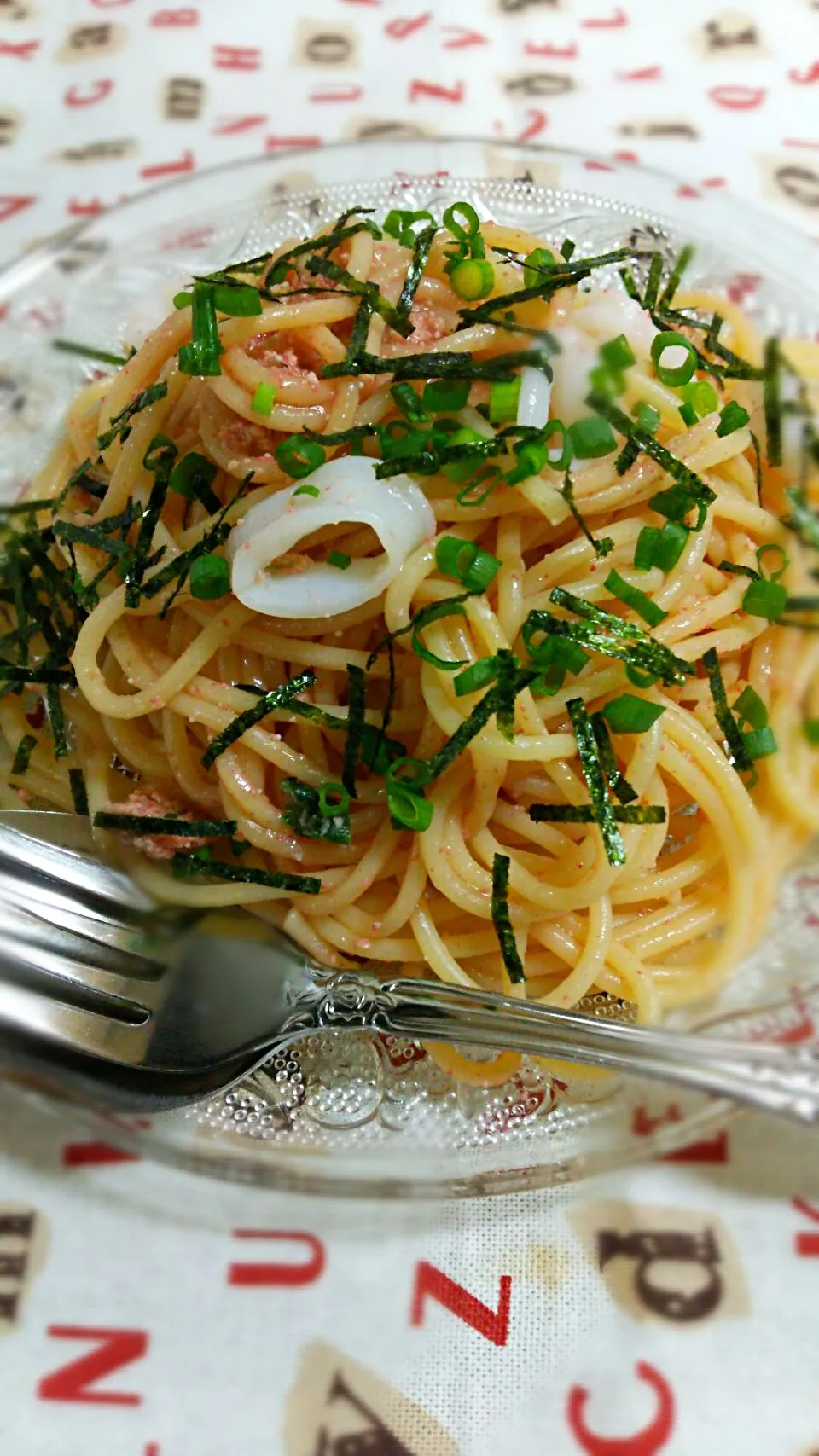 Snapdishの料理写真:タラコとイカのパスタ🍝（あさごはん）|☆Yumi☆さん