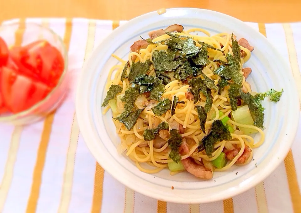 豚とねぎの柚子こしょうパスタ|まなさん