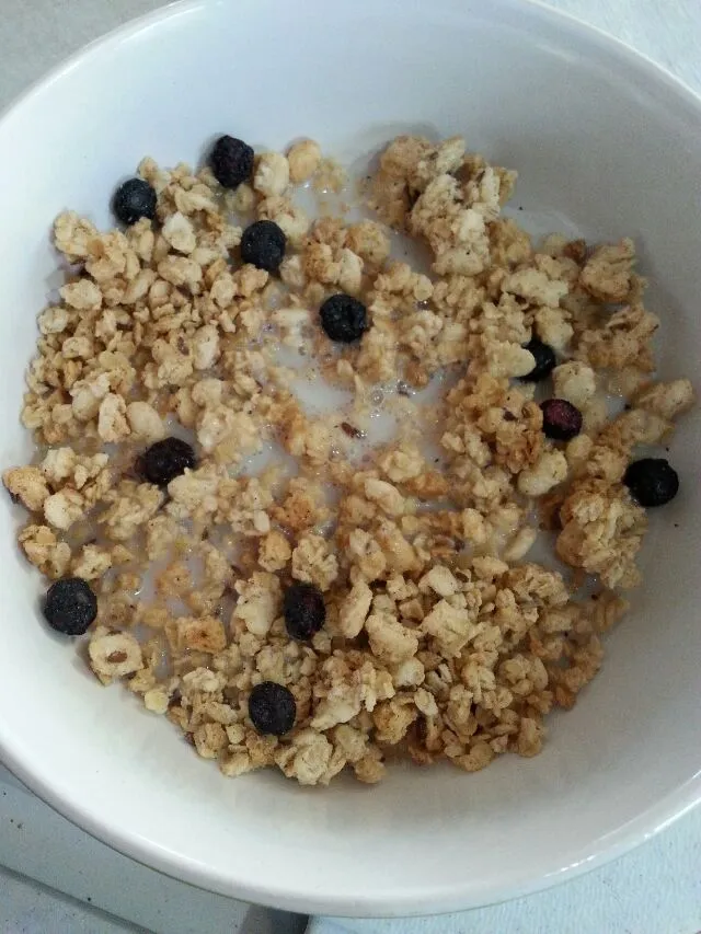 Snapdishの料理写真:blueberry flax granule with almond milk.|Polly Gelfusoさん