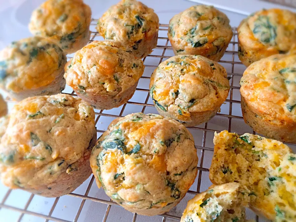 Spinach Cheddar Muffines|mamakumiさん