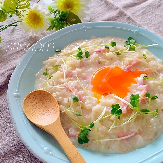 Snapdishの料理写真:ももちゃんの カルボナーラリゾット|なおさん