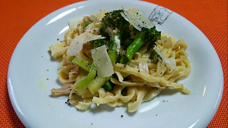 手打ちパスタ
春野菜の白ワインソースで|meguromenさん